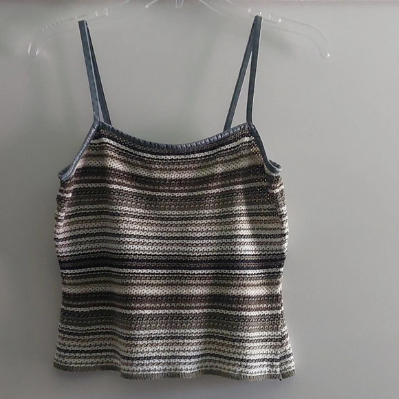 Vintage Crocheted spaghetti strap Tank top Large It's our time - Picture 1 of 6
